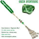 -PRESTIGE SERIES- Green Aventurine Stone Prayer Beads with Metal Tassel-Tesbih (8 mm 33 beads)