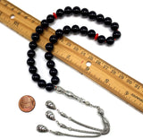 Black Glass Prayer Beads Tesbih Tasbih Tasbeeh Misbaha Subha Sebha Sibha Rosary (Black Glass -10 mm 33- Beads)