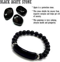 ALBATROSART - Handmade Bracelet Collection - (Ethnic Wallet Gift) (Black Agate Natural Stone Bracelet -8 mm-)