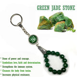 ALBATROSART -Keychain Collection with Allah -Handbag Holders (10 mm Green Jade Stone Beads)