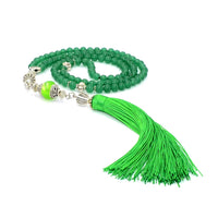 Women Prayer Beads-Tesbih-Tasbih-Tasbeeh-Misbaha (6 mm 99 beads-Green Jade with Silk Tassel)