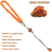 FANTASTIC EAGLE CLAW SERIES Orange Aventurine Stone Prayer Beads-Tesbih-Tasbih (8 mm-33 beads)