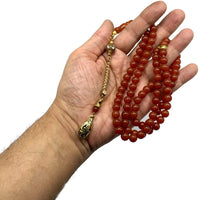 ALBATROSART Special Prayer Beads Series -99 Beads- Tesbih Tasbih Tasbeeh Misbaha Masbaha Subha Sebha Sibha  (Red Agate Natural Stone -8 mm)