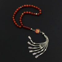 ALBATROSART -Prestige Series -1- (8 mm,33 Beads) Worry Beads-Prayer Beads-Tesbih-Tasbih-Tasbeeh-Misbaha-Masbaha-Subha-Rosary (Natural Red Agate Stone - Allah )