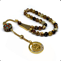 ALBATROSART -Elegance Collection- Prayer Beads-Tesbih-Tasbih-Tasbeeh-Misbaha-Masbaha-Subha-Sebha-Sibha-Rosary (FIRE Agate Stone (8mm -33 Beads)