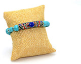 ALBATROSART - Handmade Bracelet Collection - (Ethnic Wallet Gift) (Turquoise Bracelet with Multi Color Pattern)