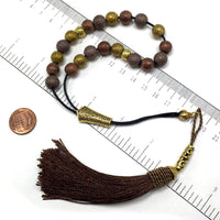 Greek KOMBOLOI Series Worry Beads Begleri Pony Anxiety Beads Rosary Relaxation Stress Relief (Matte Style Faceted Brown Hematite Beads (10 mm, 19 Beads )