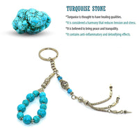 -FREE GIFT POUCH- Unique Design Turquoise Worry Beads & Keychain Together-Worry Beads (10 & 8 mm)