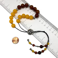 Greek KOMBOLOI Series Worry Beads Begleri Pony Anxiety Beads Rosary Relaxation Stress Relief (Yellow-Brown Imitation Resin - 12 mm, 17 Beads)