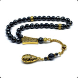 Long & Stylist Tassels Worry Beads - Prayer Beads (8 mm-33 Beads) Tesbih-Tasbih-Tasbeeh-Misbaha-Subha-Sebha-Sibha-Rosary  (Non-Magnetic Faceted Hematite 8 mm 33 Beads & Bracelet)