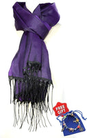 Quality Luxury Plain (Slub) Shawl/Scarf- Damson -FREE GIFT-