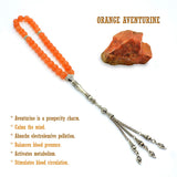 Orange Aventurine Stone Prayer Beads (8 mm-33 beads) Tesbih-Tasbih-Tasbeeh (ETHNIC WALLET GIFT)