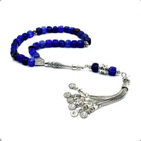 ALBATROSART Design -Square Agate Beads Collection Worry Beads - Prayer Beads (8 mm-33 Beads) Tesbih-Tasbih-Tasbeeh-Misbaha-Masbaha-Subha-Sebha-Sibha-Rosary (Navy Blue Square Agate)