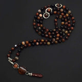 ALBATROSART - Mala Prayer Beads - Mala Necklace - Tibetan Mala Prayer Beads Meditation Beads Yoga Necklace (Natural RED Agate Stone - 8MM - 108 Beads)