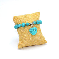 BRACELETS WITH HEART PENDANT SERIES- All Natural Stones (Turquoise Stone) (Free Ethnic Wallet)