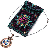 Handmade Custom Ceramic Tile Necklace-8 (Turkish Traditional Iznik Tile Art - Waxed Cotton Cord)