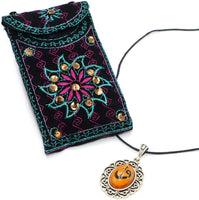 Handmade Custom Ceramic Tile Necklace-1 (Turkish Traditional Iznik Tile Art—Waxed Cotton Cord)