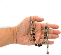 TIGER EYE STONE SERIES: Worry Beads - Prayer Beads - Tesbih - Tasbih - Misbaha (Long Zaza Tasbih)