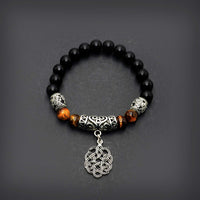 Celtic Pattern Onyx/Tiger Eye Bracelet (Ethnic Wallet Gift)