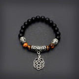 Celtic Pattern Onyx/Tiger Eye Bracelet (Ethnic Wallet Gift)