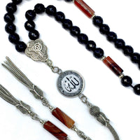 ALBATROSART -Elegance Collection- Prayer Beads-Tesbih-Tasbih-Tasbeeh-Misbaha-Masbaha-Subha-Sebha-Sibha-Rosary (Faceted Black Jade Stone (8mm -33 Beads)