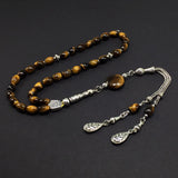 ALBATROSART Design -Tiger Eye Stone Series Worry Beads - Prayer Beads - Tesbih-Tasbih-Tasbeeh-Misbaha-Masbaha-Subha-Sebha-Sibha-Rosary  (Oval Cut Model 6x9 mm)