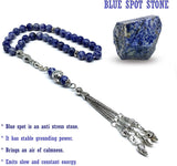 ALBATROSART -Rain Series -  (8mm -33 Beads) Worry Beads-Prayer Beads-Tesbih-Tasbih-Tasbeeh-Misbaha-Masbaha-Subha-Rosary (Blue Spot Natural Stone -8mm 33- Beads)