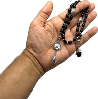 ALBATROSART -Swing Beads Collection- Prayer Beads-Tesbih-Tasbih-Tasbeeh-Misbaha-Masbaha-Subha-Sebha-Sibha-Rosary (Model 3 -8 mm Diameter Black Agate Beads)