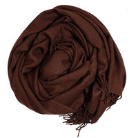 Islamic Hijab Plain Pashmina Shawl - Brown Turkish Made