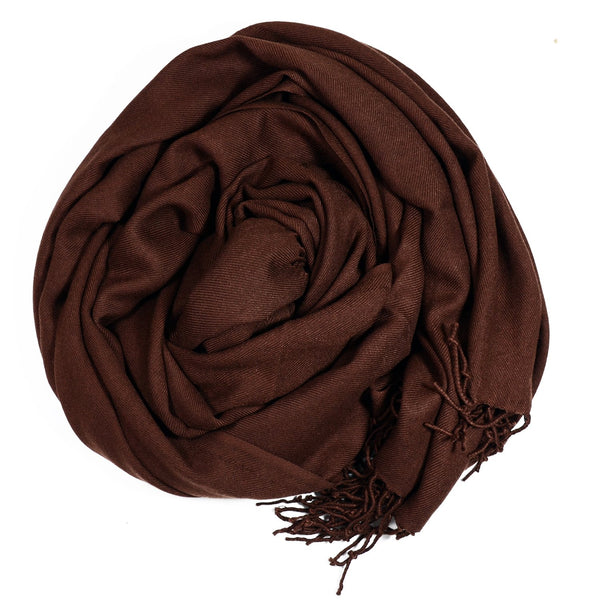 Islamic Hijab Plain Pashmina Shawl - Brown Turkish Made