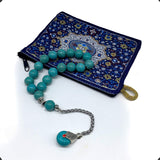 Relaxing Stress Relief Big Beads Prayer Beads, Worry Beads, EFE Tesbih, Maskot Tesbih, Tasbih, Rosary (12mm-17 Synthetic Turquoise Beads)