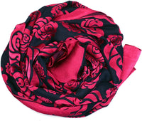 Fashion Jacquard Scarf Shawl Wrap - Cherry Black - (MADE IN TURKEY- quality)