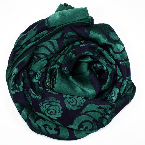 FREE GIFT Fashion Jacquard Scarf Shawl Wrap - Emerald Navy Blue - (MADE IN TURKEY- quality)