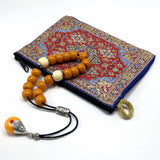 Greek KOMBOLOI Series Worry Beads Begleri Pony Anxiety Beads Rosary Relaxation Stress Relief (Dark Orange Resin Drum -13X9 mm- 19 Big Beads)