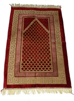 Bordeaux Colored Design Spiegel Premium Quality Muslim Prayer Rug Sajadah - Islamic Janamaz Namaz Sajjadah Turkish Prayer Rug -Free Gift