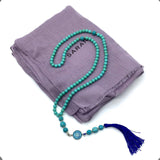 ALBATROSART -99 Beads with Scarf -Prayer Beads-Worry Beads-Tesbih-Tasbih-Tasbeeh-Misbaha-Subha-Sibha-Rosary (Gray Shawl & Acrylic Turquoise -8 mm- Beads)