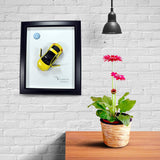 Original Volskwagen The Beetle Yellow Framed Miniature Automobile (3D) (Diecast Model Cars 1/32)