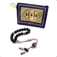 ALBATROSART Design - Greek KOMBOLOI Series- Worry Beads Begleri Pony Anxiety Beads Rosary Relaxation Stress Relief (Black Glass Beads - (10 mm, 19 Beads)