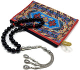 Black Glass Prayer Beads Tesbih Tasbih Tasbeeh Misbaha Subha Sebha Sibha Rosary (Black Glass -10 mm 33- Beads)