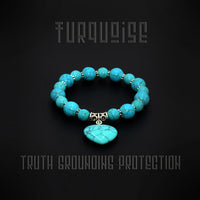 BRACELETS WITH HEART PENDANT SERIES- All Natural Stones (Turquoise Stone) (Free Ethnic Wallet)