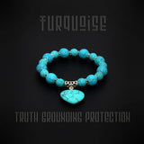 BRACELETS WITH HEART PENDANT SERIES- All Natural Stones (Turquoise Stone) (Free Ethnic Wallet)