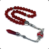 Red Agate Natural Stone Prayer Beads, Worry Beads, Tesbih, Tasbih, Tasbeeh, Misbaha, Masbaha, Gemstone Beads, Dhikr, Rosary  (8 mm 33 Beads)