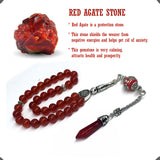 Red Agate Natural Stone Prayer Beads, Worry Beads, Tesbih, Tasbih, Tasbeeh, Misbaha, Masbaha, Gemstone Beads, Dhikr, Rosary  (8 mm 33 Beads)