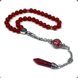 Red Agate Natural Stone Prayer Beads, Worry Beads, Tesbih, Tasbih, Tasbeeh, Misbaha, Masbaha, Gemstone Beads, Dhikr, Rosary  (8 mm 33 Beads)