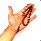 Red Agate Natural Stone Prayer Beads, Worry Beads, Tesbih, Tasbih, Tasbeeh, Misbaha, Masbaha, Gemstone Beads, Dhikr, Rosary  (8 mm 33 Beads)