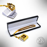 SPECIAL HEMATITE COLLECTION Prayer Beads-Tesbih-Tasbih (8 mm 33 beads-Yellow Hematite with Quran)