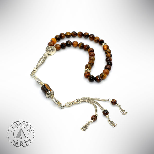-TIGER EYE STONE SERIES- Prayer Beads-Tesbih-Tasbih-Tasbeeh-Misbaha (Elegant Model, 8 mm 33 Beads)