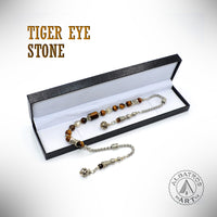 TIGER EYE STONE SERIES: Worry Beads - Prayer Beads - Tesbih - Tasbih - Misbaha (Long Zaza Tasbih)