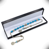 -Zaza Collection- Zaza Stress Worry Beads-Prayer Beads-Tesbih-Tasbih-Tasbeeh-Misbaha-Masbaha-Subha-Rosary (Oval Synthetic Turquoise Zaza)